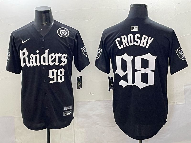 Men 2025 Oakland Raiders #98 Crosby Black 6th generation Joint Name Nike Limited NFL Jersey style 08